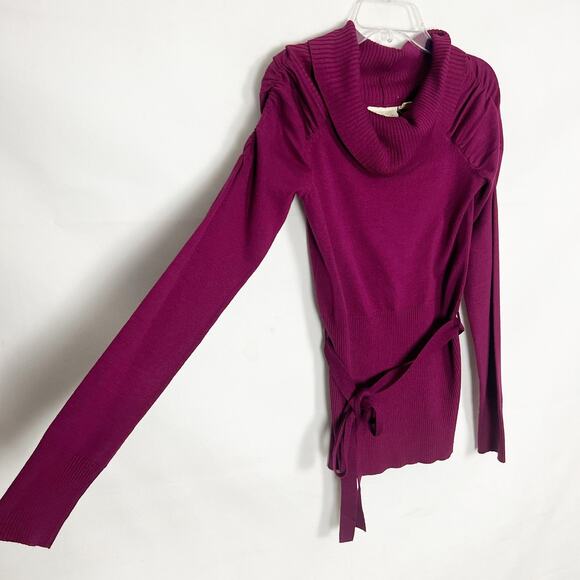 Derek Heart Sweater Juniors M Y2K Puff Shoulder Cowl Neck Career Workwear Casual - Picture 5 of 9